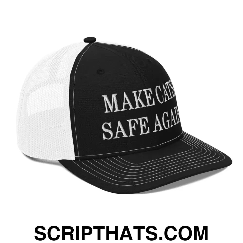 Make Cats Safe Again Embroidered Classic Mesh Trucker Hat Black White