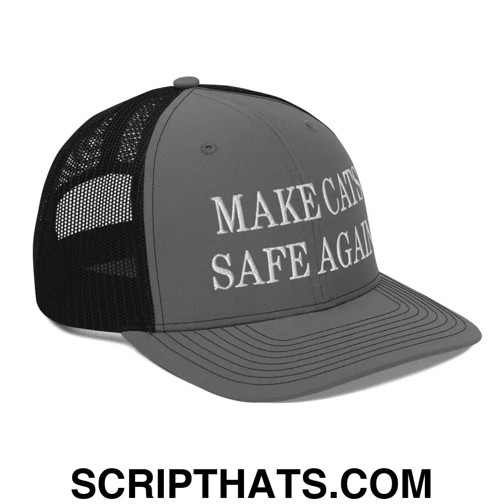 Make Cats Safe Again Embroidered Classic Mesh Trucker Hat Charcoal Black