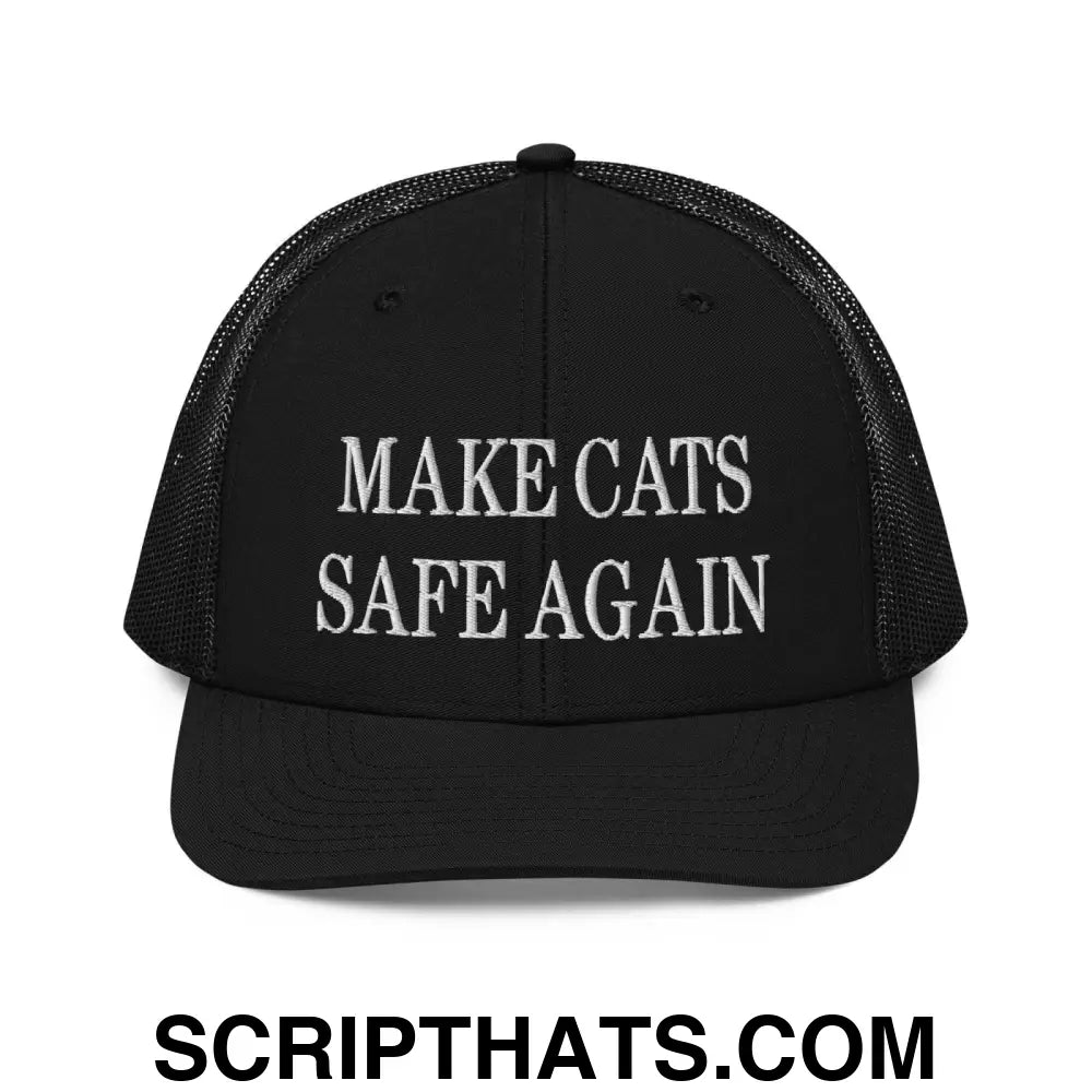 Make Cats Safe Again Embroidered Classic Mesh Trucker Hat Black