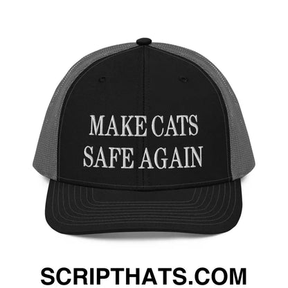 Make Cats Safe Again Embroidered Classic Mesh Trucker Hat Black Charcoal