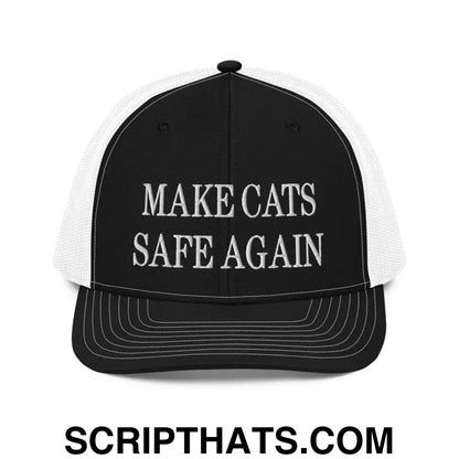 Make Cats Safe Again Embroidered Classic Mesh Trucker Hat Black White