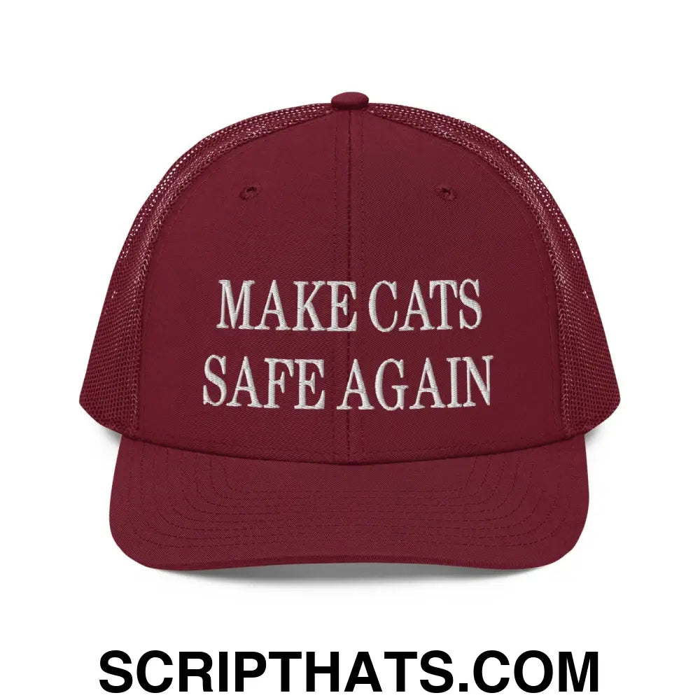 Make Cats Safe Again Embroidered Classic Mesh Trucker Hat Cardinal