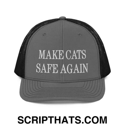 Make Cats Safe Again Embroidered Classic Mesh Trucker Hat Charcoal Black