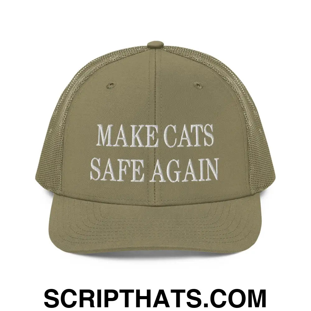 Make Cats Safe Again Embroidered Classic Mesh Trucker Hat Loden