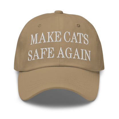 Make Cats Safe Again Embroidered Dad Hat Khaki