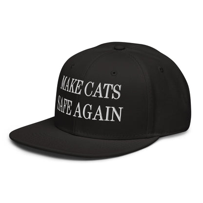 Make Cats Safe Again Embroidered Flat Brim Bill Snapback Hat Black