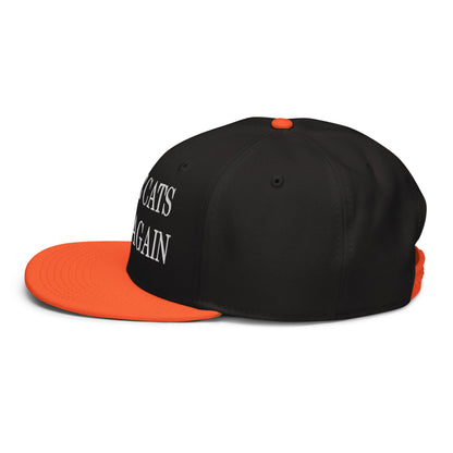 Make Cats Safe Again Embroidered Flat Brim Bill Snapback Hat Orange Black Black