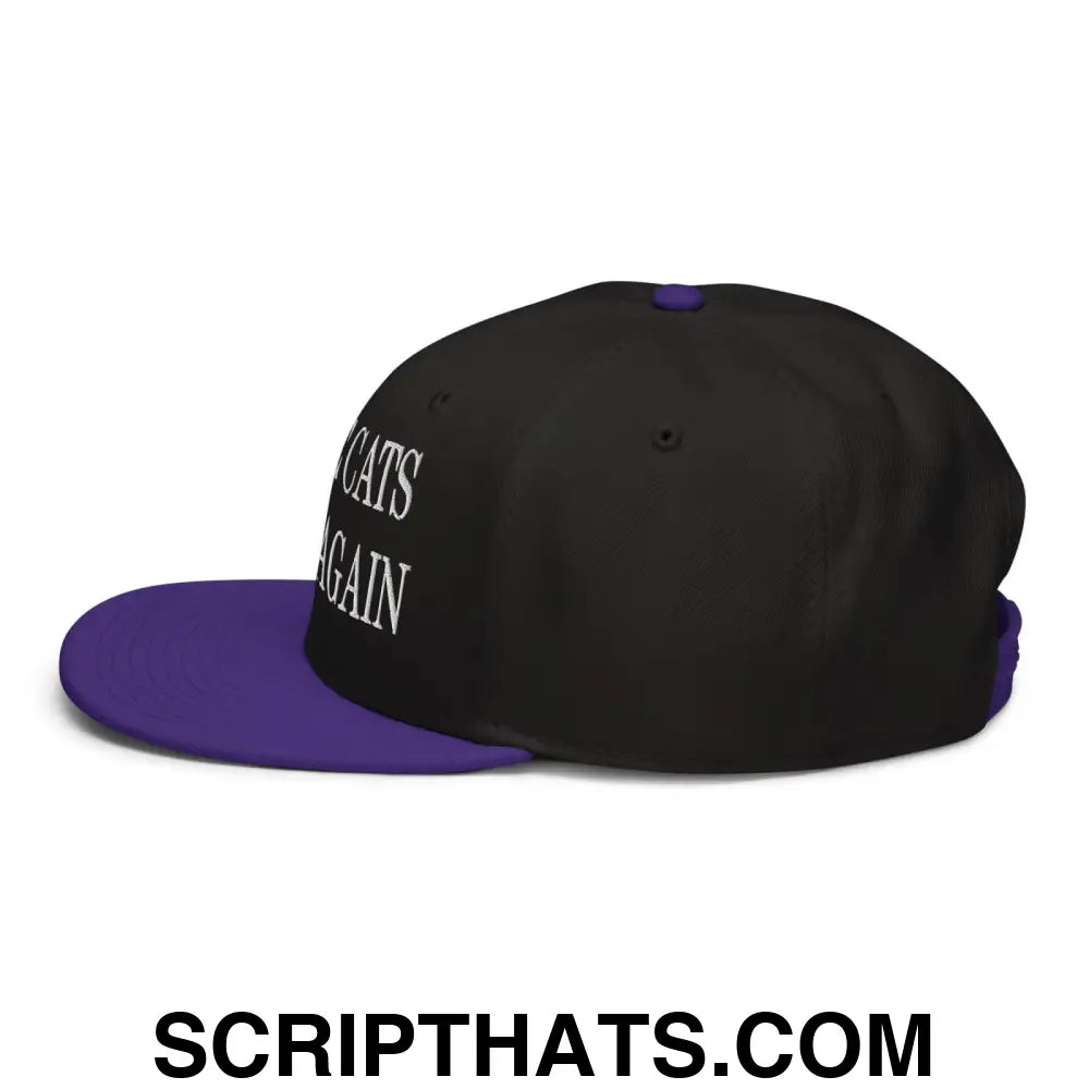 Make Cats Safe Again Embroidered Flat Brim Bill Snapback Hat Purple Black Black