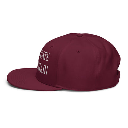 Make Cats Safe Again Embroidered Flat Brim Bill Snapback Hat Burgundy maroon