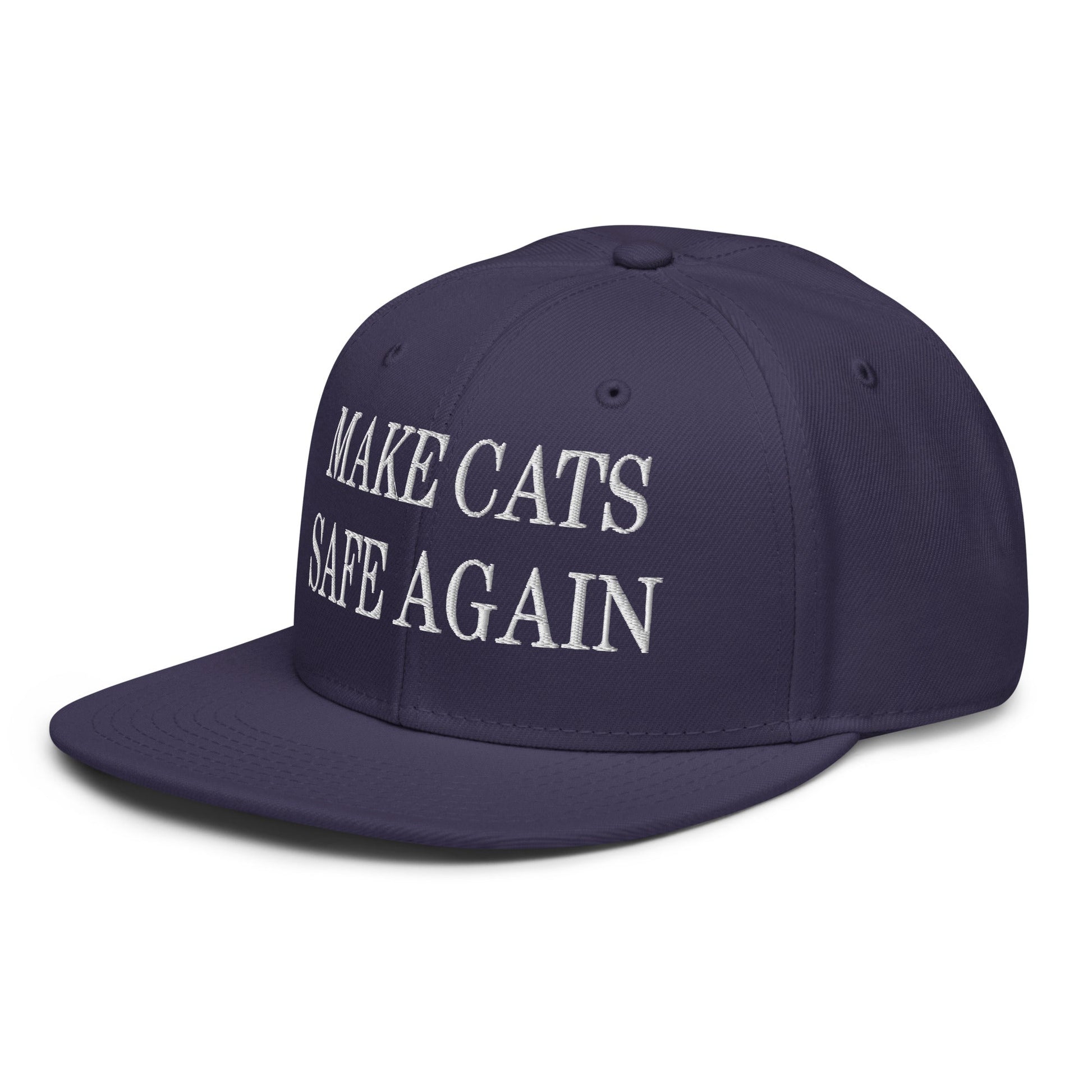 Make Cats Safe Again Embroidered Flat Brim Bill Snapback Hat Navy blue