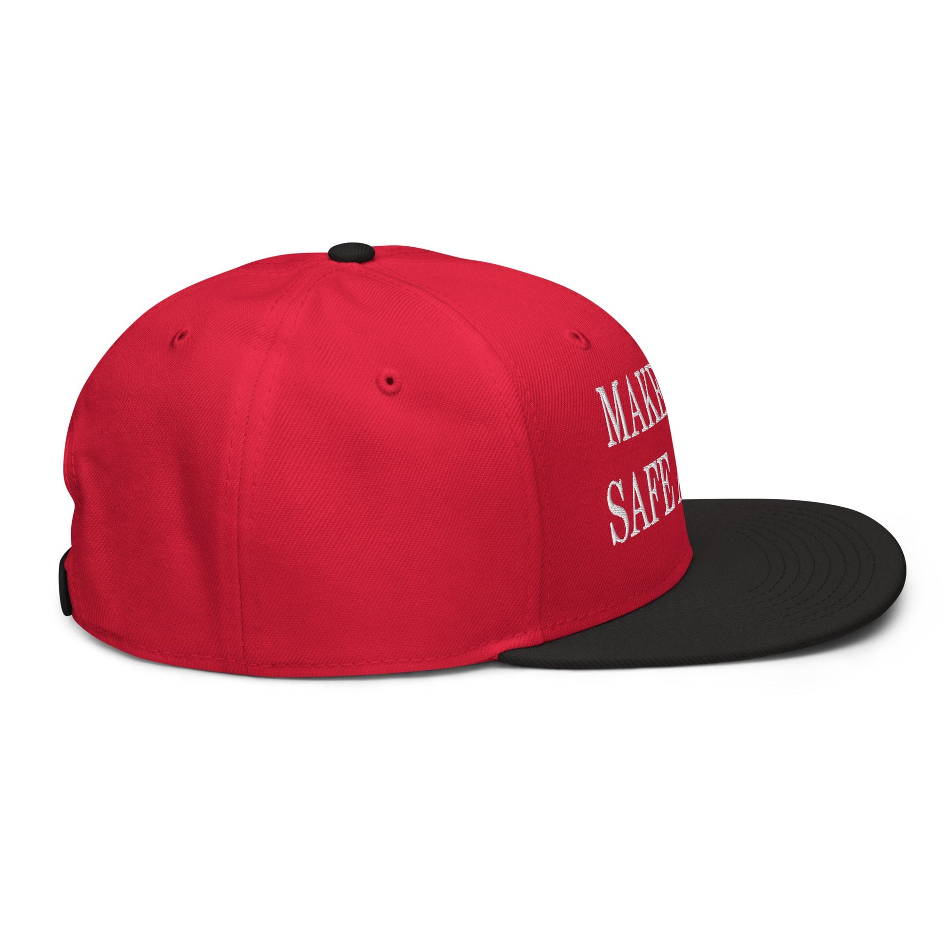 Make Cats Safe Again Embroidered Flat Brim Bill Snapback Hat Black Red Red