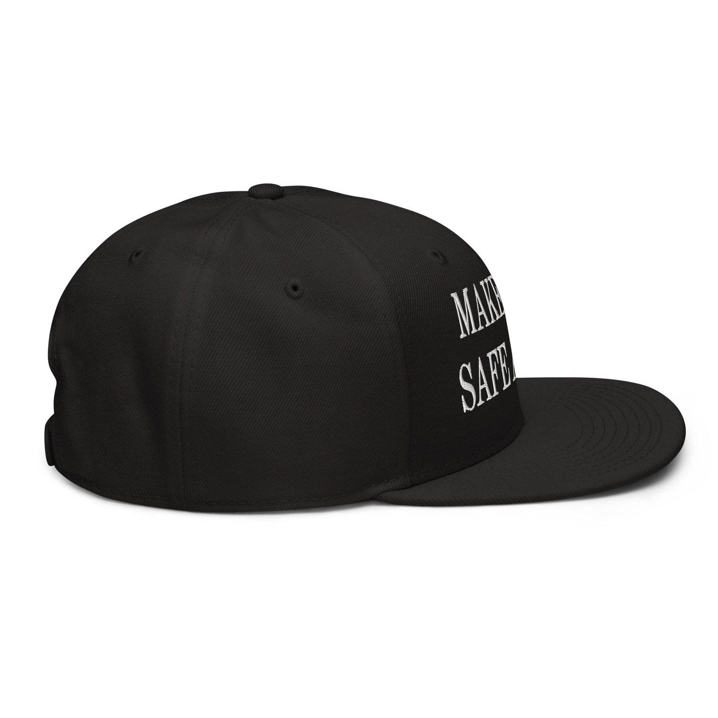 Make Cats Safe Again Embroidered Flat Brim Bill Snapback Hat Black