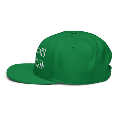 Make Cats Safe Again Embroidered Flat Brim Bill Snapback Hat Kelly Green