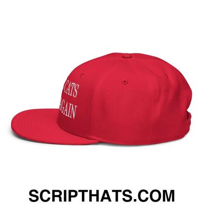 Make Cats Safe Again Embroidered Flat Brim Bill Snapback Hat Red