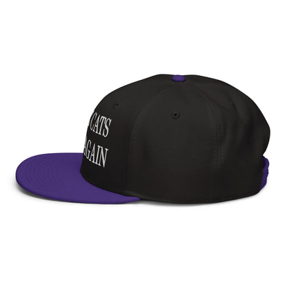 Make Cats Safe Again Embroidered Flat Brim Bill Snapback Hat Purple Black Black