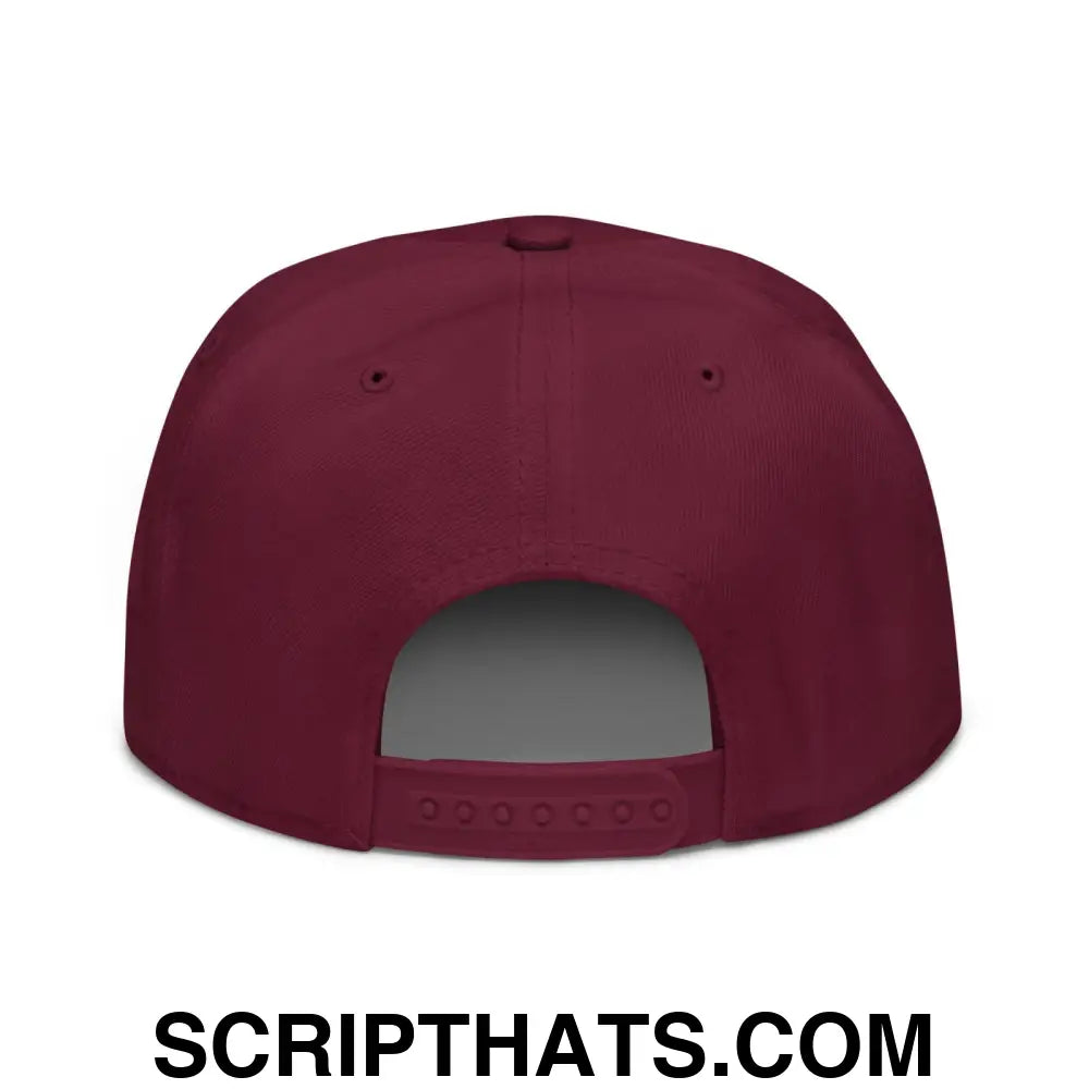 Make Cats Safe Again Embroidered Flat Brim Bill Snapback Hat Burgundy maroon