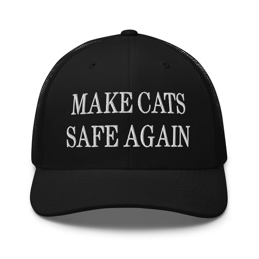 Make Cats Safe Again Embroidered Mesh Trucker Hat Black