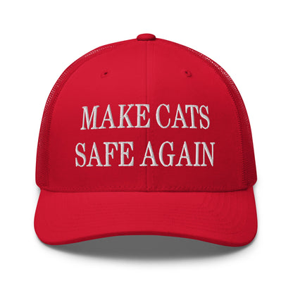 Make Cats Safe Again Embroidered Mesh Trucker Hat Red