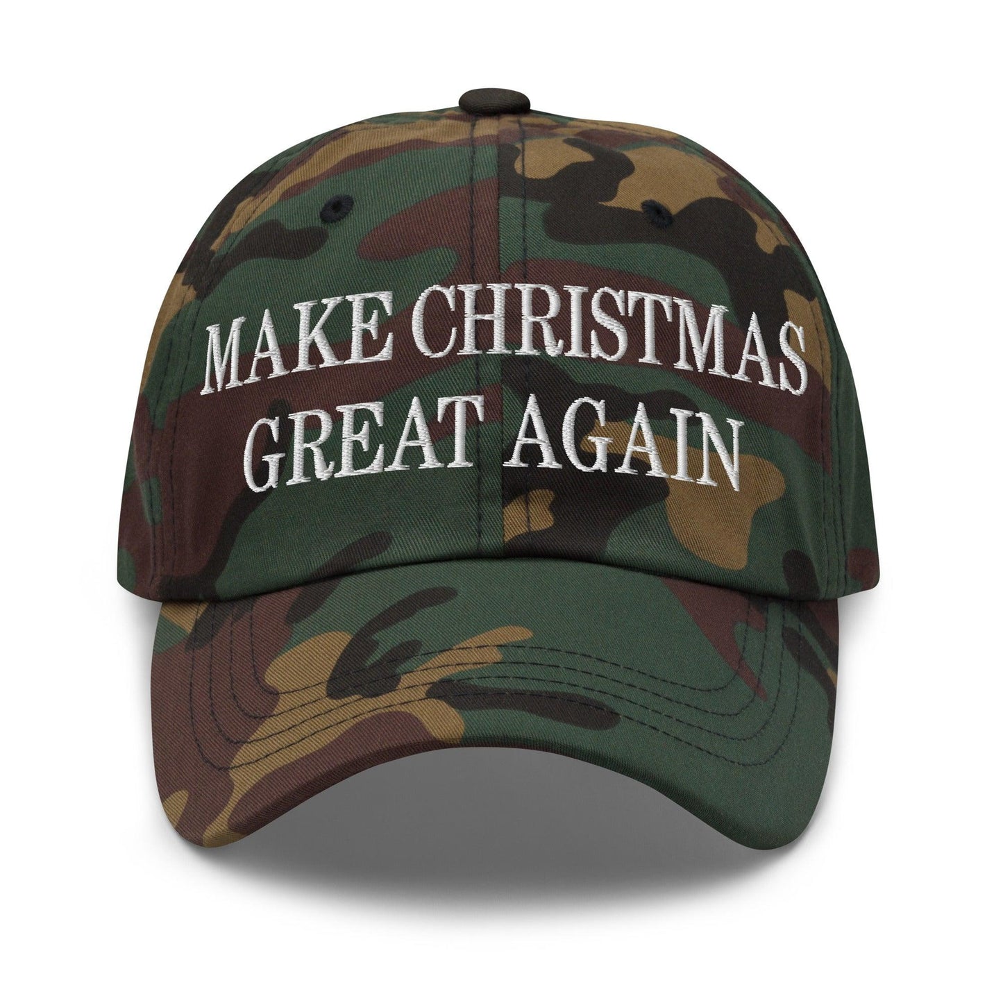 Make Christmas Great Again Embroidered Dad Hat Green Camo