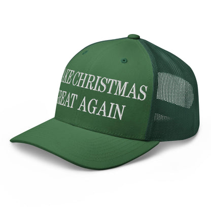 Make Christmas Great Again Embroidered Mesh Trucker Hat Evergreen