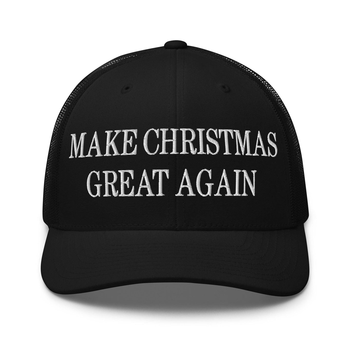 Make Christmas Great Again Embroidered Mesh Trucker Hat Black