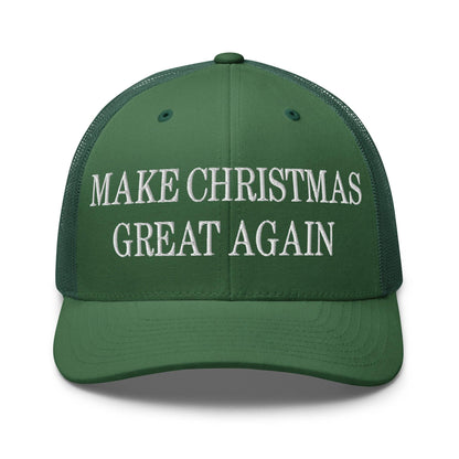 Make Christmas Great Again Embroidered Mesh Trucker Hat Evergreen