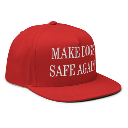 Make Dogs Safe Again Embroidered 5 Panel Flat Bill Brim Snapback Hat Red