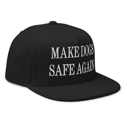 Make Dogs Safe Again Embroidered 5 Panel Flat Bill Brim Snapback Hat Black