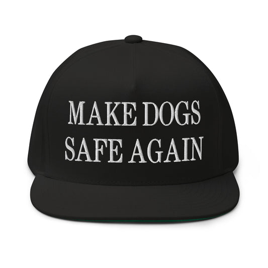 Make Dogs Safe Again Embroidered 5 Panel Flat Bill Brim Snapback Hat Black