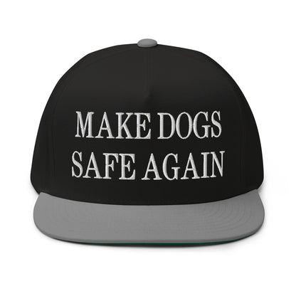 Make Dogs Safe Again Embroidered 5 Panel Flat Bill Brim Snapback Hat Black Grey