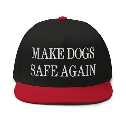 Make Dogs Safe Again Embroidered 5 Panel Flat Bill Brim Snapback Hat Black Red