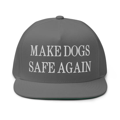 Make Dogs Safe Again Embroidered 5 Panel Flat Bill Brim Snapback Hat Grey