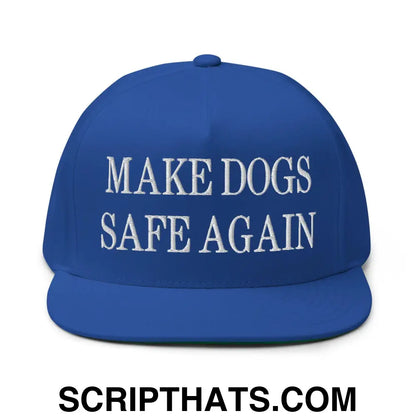 Make Dogs Safe Again Embroidered 5 Panel Flat Bill Brim Snapback Hat Royal Blue