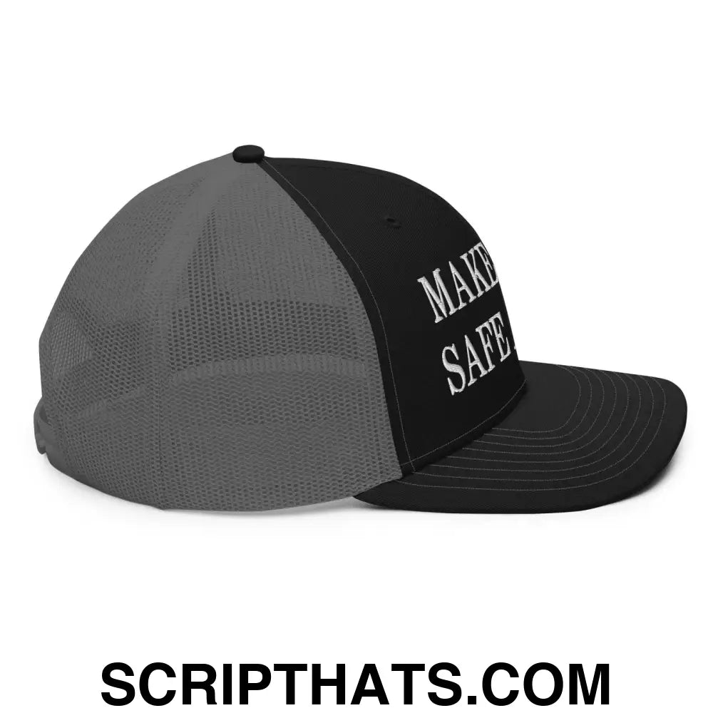 Make Dogs Safe Again Embroidered Classic Mesh Trucker Hat Black Charcoal