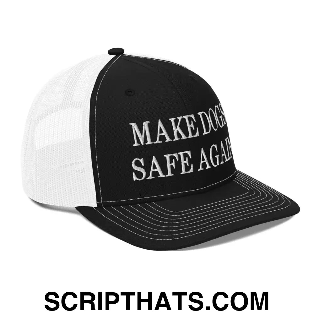 Make Dogs Safe Again Embroidered Classic Mesh Trucker Hat Black White