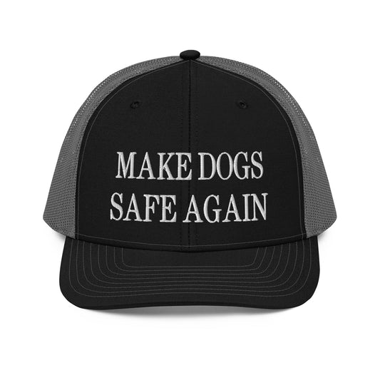 Make Dogs Safe Again Embroidered Classic Mesh Trucker Hat Black Charcoal