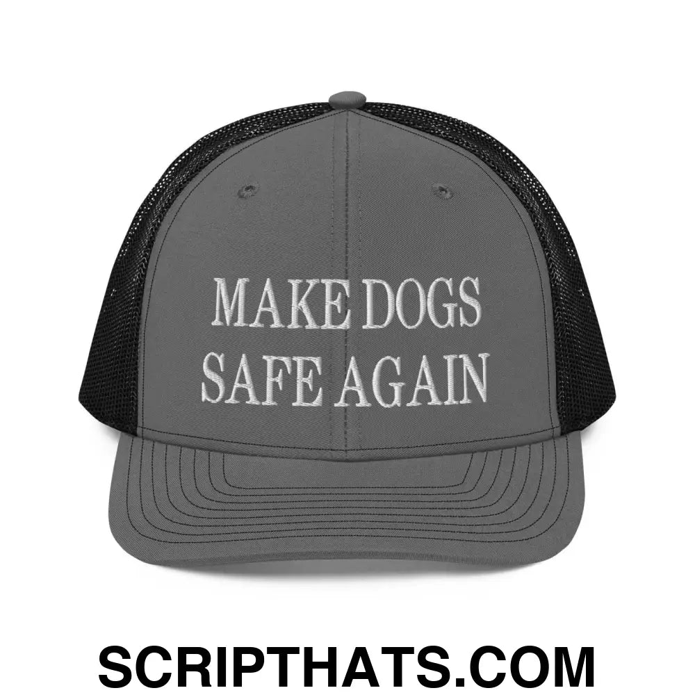 Make Dogs Safe Again Embroidered Classic Mesh Trucker Hat Charcoal Black