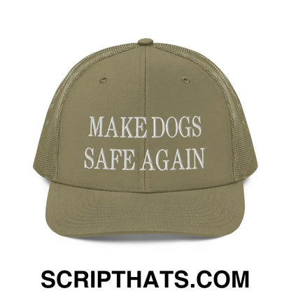 Make Dogs Safe Again Embroidered Classic Mesh Trucker Hat Loden