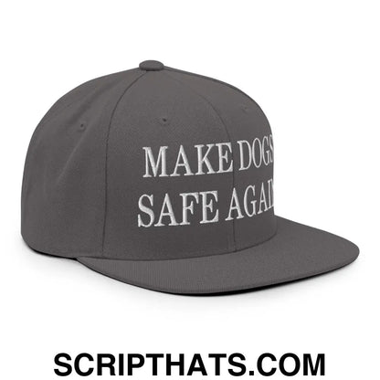 Make Dogs Safe Again Embroidered Flat Bill Brim Snapback Hat Dark Grey