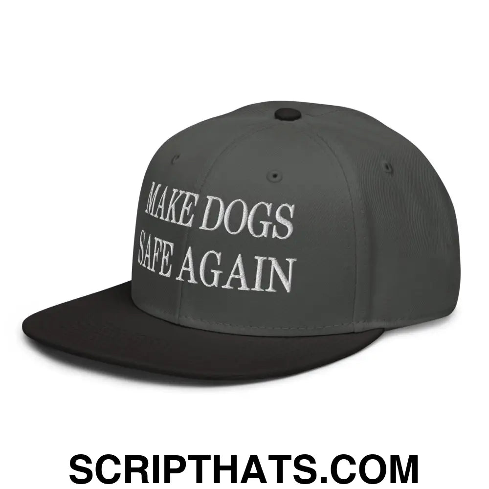 Make Dogs Safe Again Embroidered Flat Brim Bill Snapback Hat Black Charcoal gray Charcoal gray