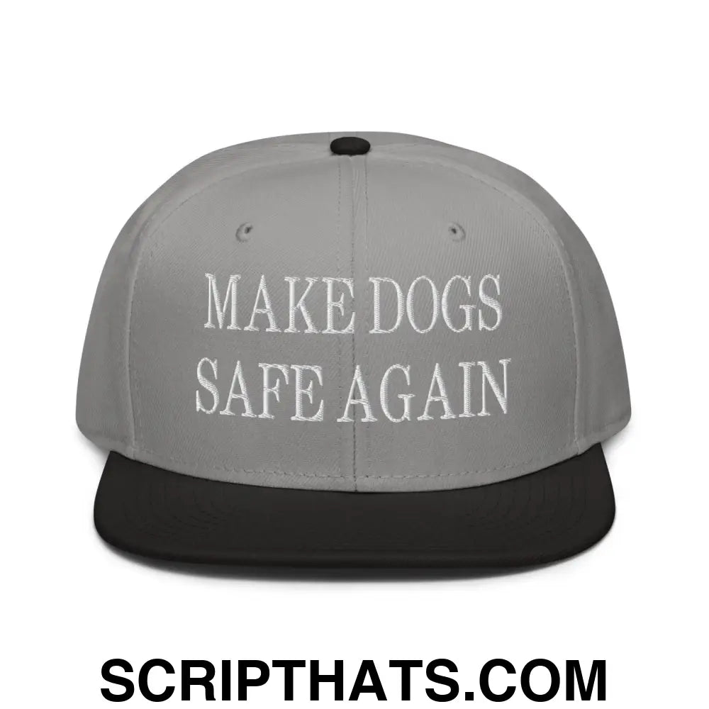 Make Dogs Safe Again Embroidered Flat Brim Bill Snapback Hat Black Gray Gray