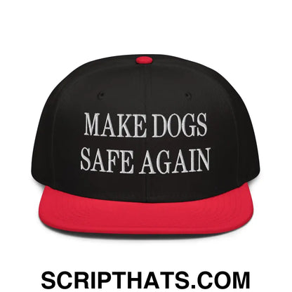 Make Dogs Safe Again Embroidered Flat Brim Bill Snapback Hat Red Black Black