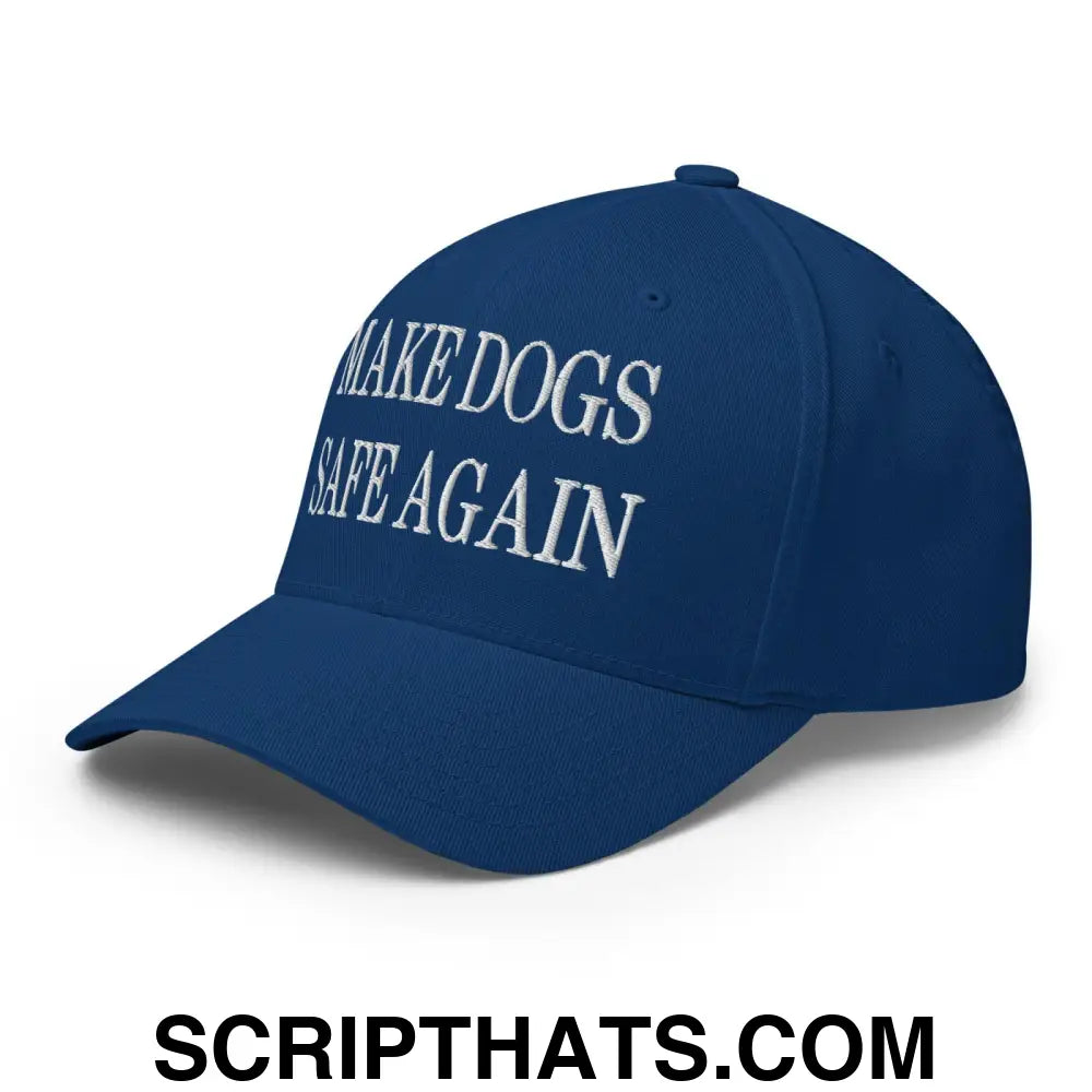 Make Dogs Safe Again Embroidered Stretch Fit Baseball Hat Royal Blue