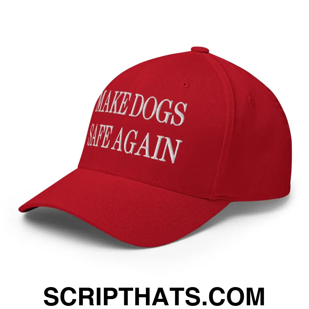 Make Dogs Safe Again Embroidered Stretch Fit Baseball Hat Red