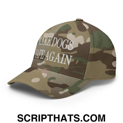 Make Dogs Safe Again Embroidered Stretch Fit Baseball Hat Multicam Green