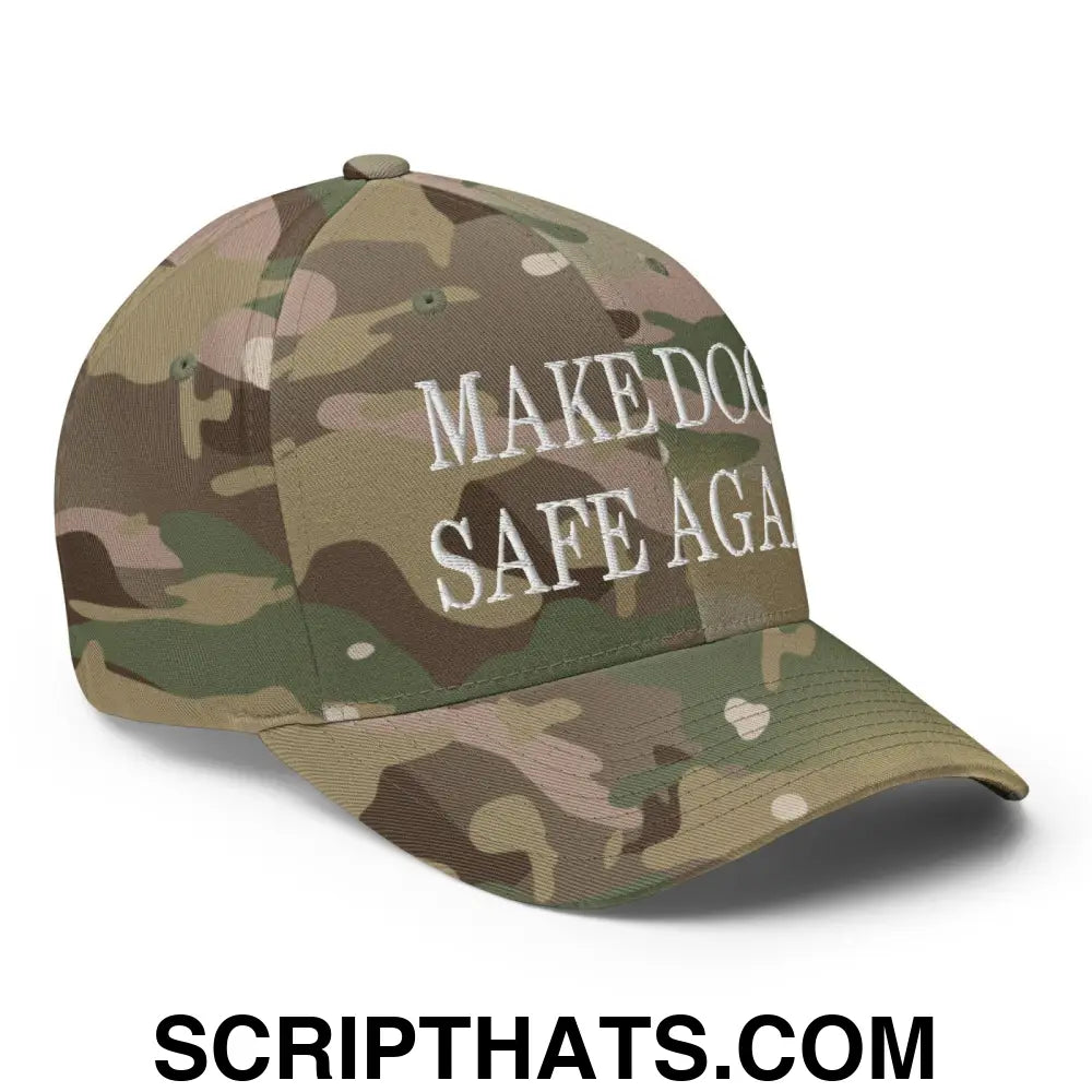 Make Dogs Safe Again Embroidered Stretch Fit Baseball Hat Multicam Green