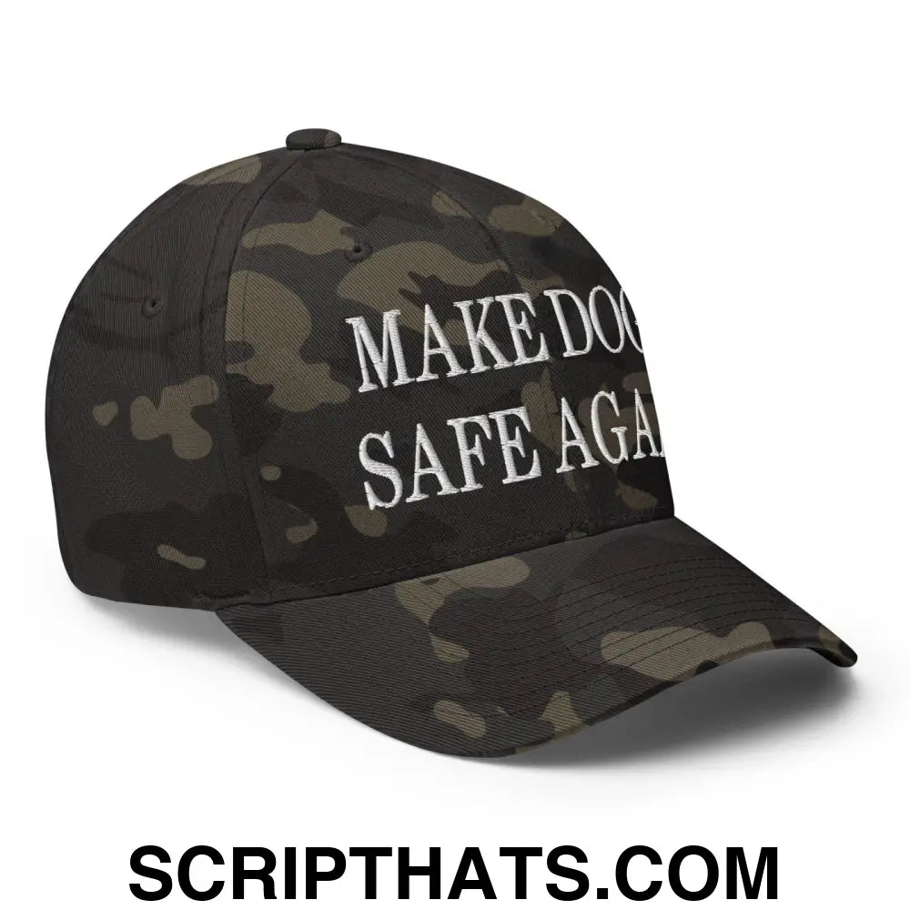 Make Dogs Safe Again Embroidered Stretch Fit Baseball Hat Multicam Black