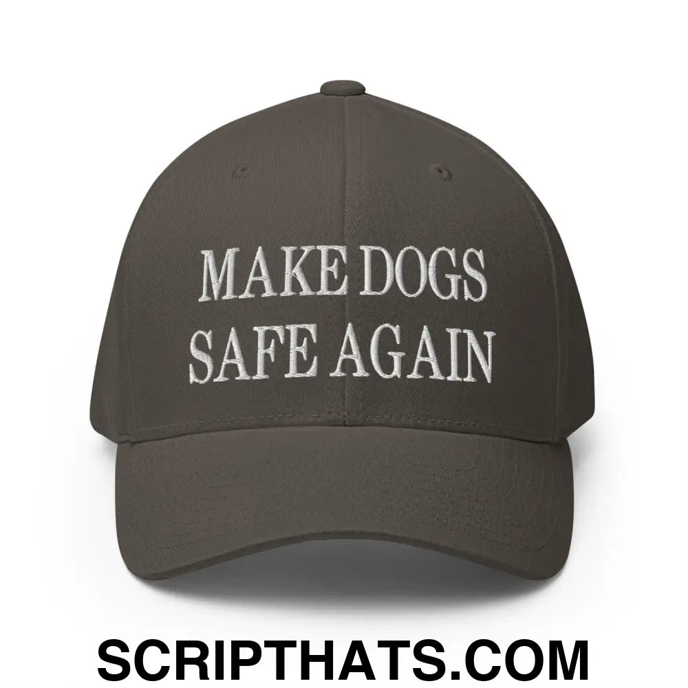 Make Dogs Safe Again Embroidered Stretch Fit Baseball Hat Dark Grey