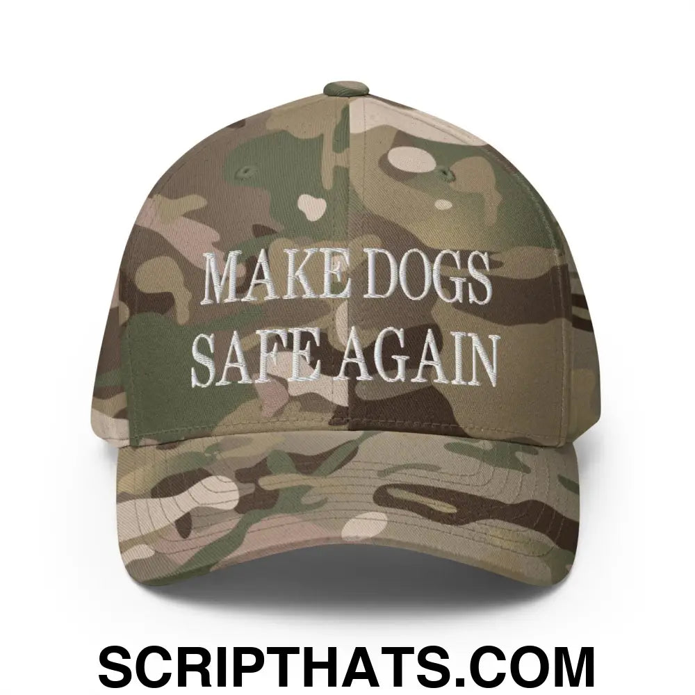 Make Dogs Safe Again Embroidered Stretch Fit Baseball Hat Multicam Green