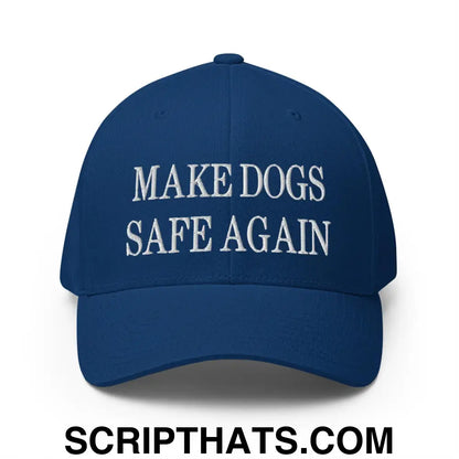 Make Dogs Safe Again Embroidered Stretch Fit Baseball Hat Royal Blue